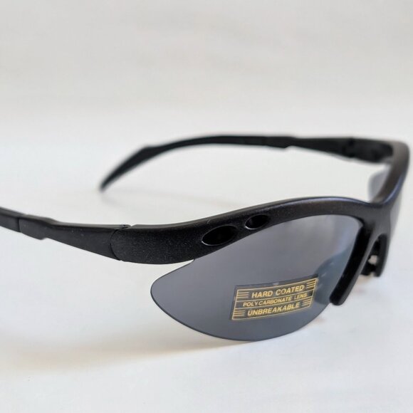NWT Vintage 90's PC Large Oval Semi-Rimless Sporty Sunglasses (M. Black) - Picture 2 of 5